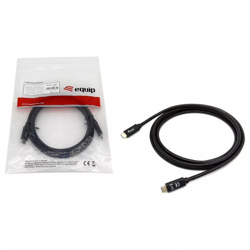 Kabel USB-C na USB-C EQUIP 128348, USB 3.2 Gen 1 (5 Gbps), PD 60W, 0,5 m, czarny