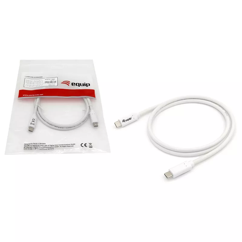 Kabel EQUIP USB 3.2 Gen 1 Typ-C do Typ-C 0,5 m PD 60 W 5 Gb/s biały
