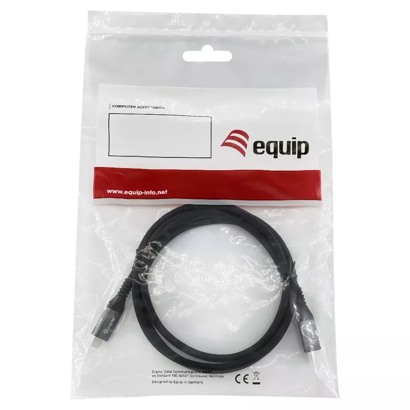 Kabel USB4 Gen3x2 C–C EQUIP 128380, 0,5 m, PD 3.1 240W, 40 Gbps, 8K/60Hz, Czarny