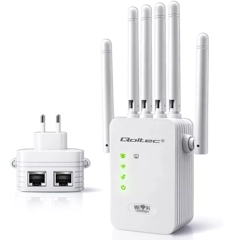 Wzmacniacz sygnału Wi‑Fi QOLTEC AC1200 – dwuzakresowy wzmacniacz sygnału QOLTEC AC1200