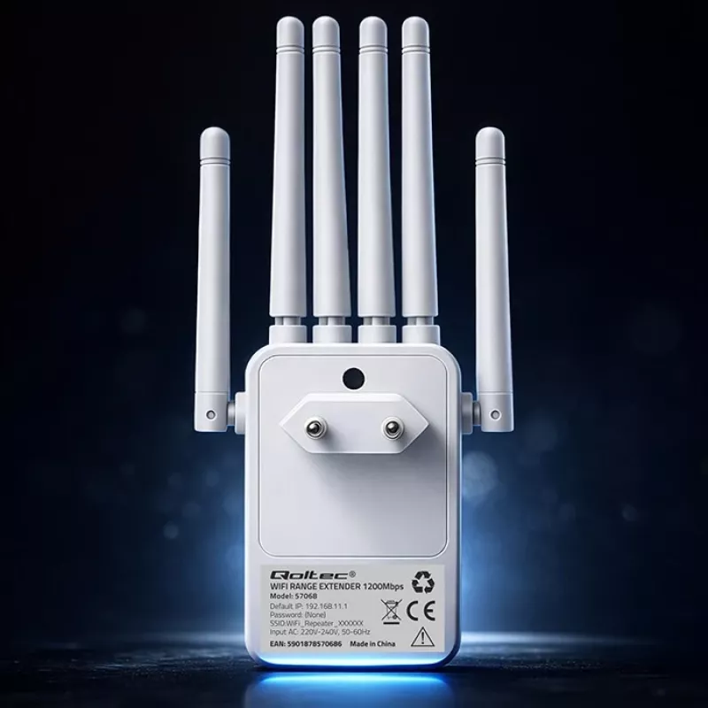 Wzmacniacz sygnału Wi‑Fi QOLTEC AC1200 – dwuzakresowy wzmacniacz sygnału QOLTEC AC1200
