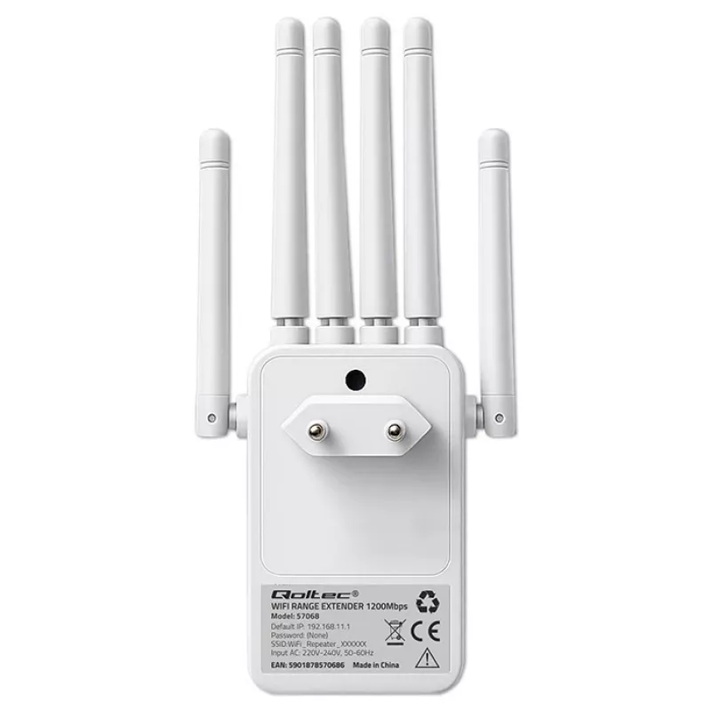 Wzmacniacz sygnału Wi‑Fi QOLTEC AC1200 – dwuzakresowy wzmacniacz sygnału QOLTEC AC1200