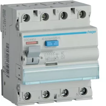 Przekaźnik różnicowoprądowy Hager CD441J 30 mA 4×40 A AC