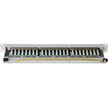 Patch panel helos 146867 RJ-45 24 porty, szary RAL 7035