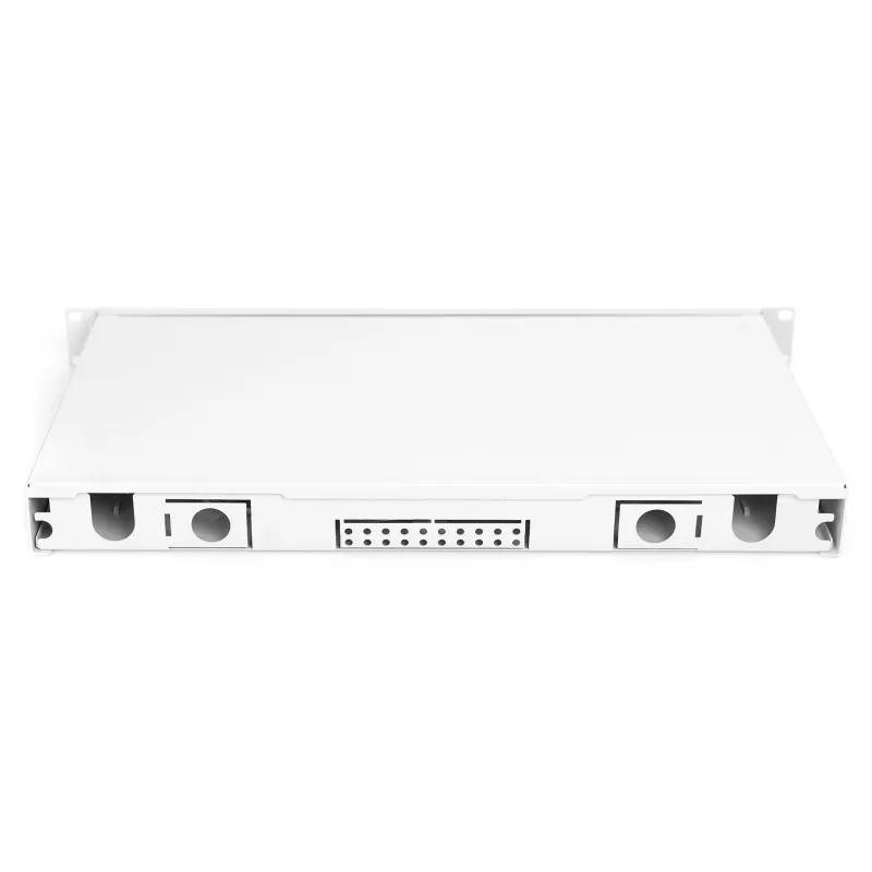 Skrzynka rozdzielcza światłowodowa DIGITUS DN-96330/9APC 1U, wyposażona w 6x LC-APC DX, OS2, polimer/stal, jasnoszara