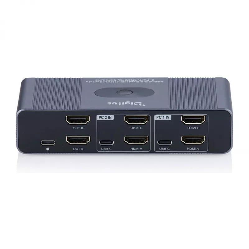 Przełącznik KVM DIGITUS DS-12856 USB-C/USB-A 2‑portowy Dual HDMI 4K60Hz (USB 3.2 Gen 1)