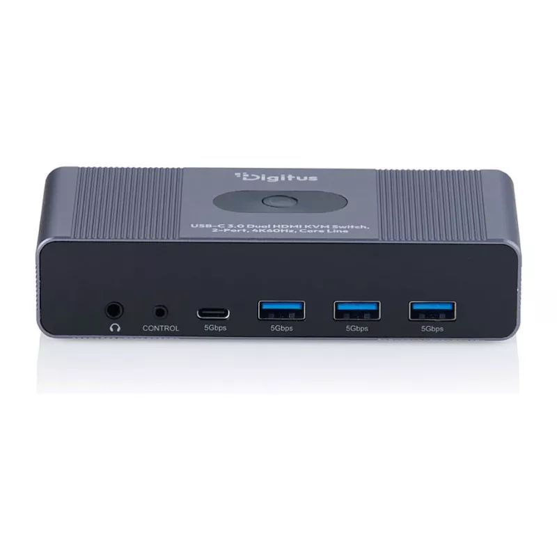 Przełącznik KVM DIGITUS DS-12856 USB-C/USB-A 2‑portowy Dual HDMI 4K60Hz (USB 3.2 Gen 1)