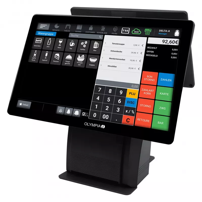 All-in-One Olympia T215DK 15 cali (38.1 cm) ekran dotykowy Android 11, drukarka termiczna bezpośrednia 8 cm, czarny