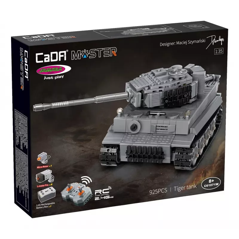 Model czołgu Jamara CaDA Tiger w skali 1:35, silnik elektryczny, bateria Li‑Ion, dla dzieci od 8 lat