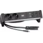 Moduł zasilający Bachmann DESK2 ALU Czarny — biurkowa jednostka gniazdkowa z 2x gniazdem CEE7/3, kablem 1,0 m, 1x ładowarką USB 22 W