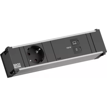 Bachmann CONI BM0023770 moduł do zabudowy 1x gniazdo CEE7/3 1x USB-C/C 100W czarny L=0,2m