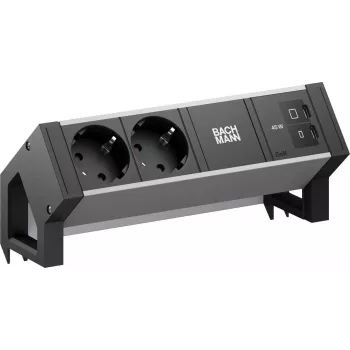 Bachmann DESK2 ALU Czarny Listwa biurkowa 2x CEE7/3 1x USB-C/C 45W czarny RAL9005