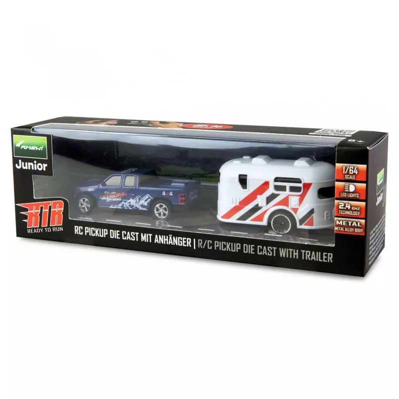 RC pickup Amewi 22680 1:64 RTR z przyczepą, niebieski