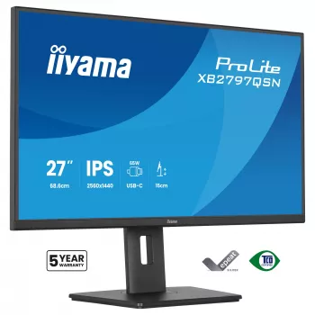 Monitor komputerowy IIYAMA ProLite XB2797QSN-B1 27 cali 2560x1440 Quad HD LCD IPS, matowy, hub USB 3.2, głośniki, regulacja wysokości, VESA
