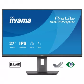 Monitor komputerowy IIYAMA ProLite XB2797QSN-B1 27 cali 2560x1440 Quad HD LCD IPS, matowy, hub USB 3.2, głośniki, regulacja wysokości, VESA