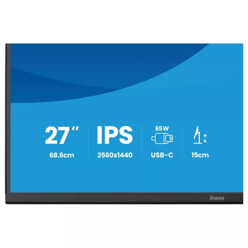 Monitor komputerowy IIYAMA ProLite XB2797QSN-B1 27 cali 2560x1440 Quad HD LCD IPS, matowy, hub USB 3.2, głośniki, regulacja wysokości, VESA
