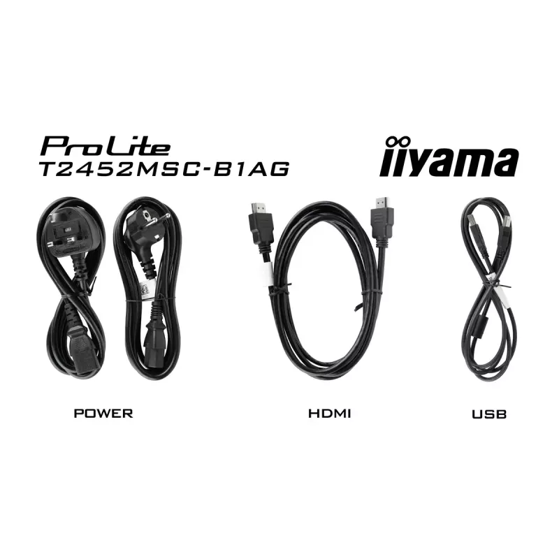 IIYAMA ProLite T2452MSC-B2AG 24-calowy monitor dotykowy Full HD IPS 1920×1080, 5 ms, hub USB 3.2, głośniki, VESA