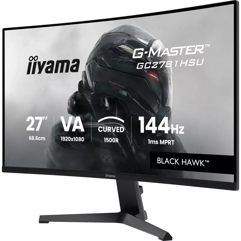 Monitor IIYAMA G-MASTER GC2781HSU-B1 27 cali Curved VA 1920×1080 144 Hz Hub USB Głośniki VESA Czarny