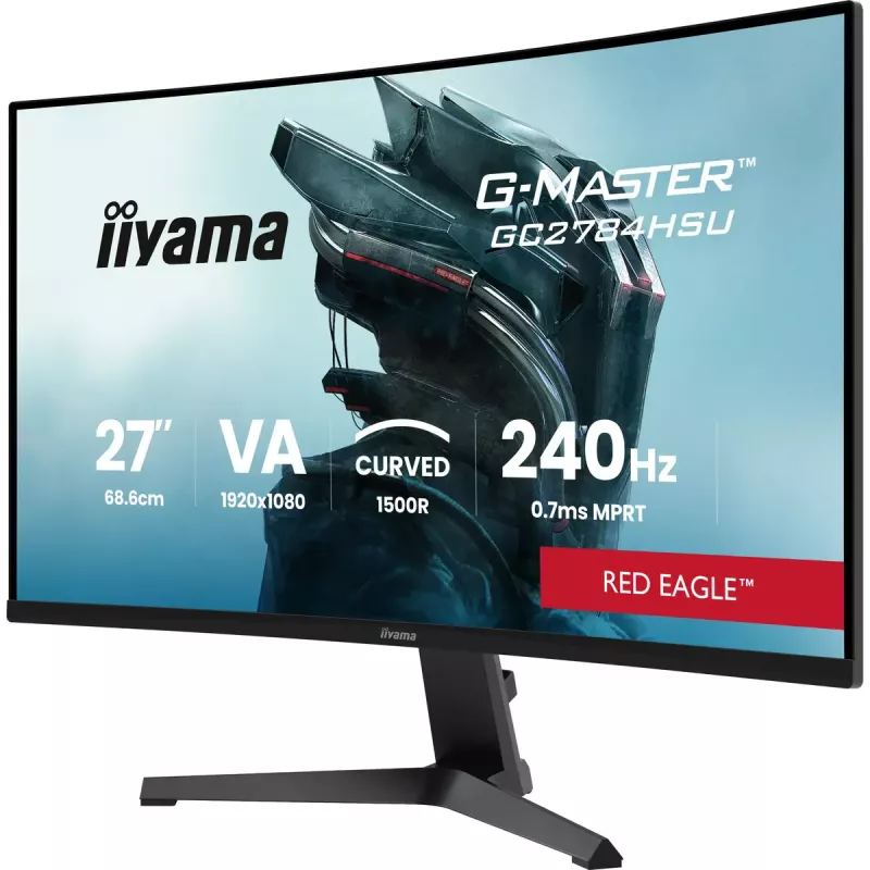 27-calowy zakrzywiony monitor VA iiyama G-MASTER GC2784HSU-B1 240 Hz Full HD 1920x1080 z hubem USB, głośnikami i montażem VESA