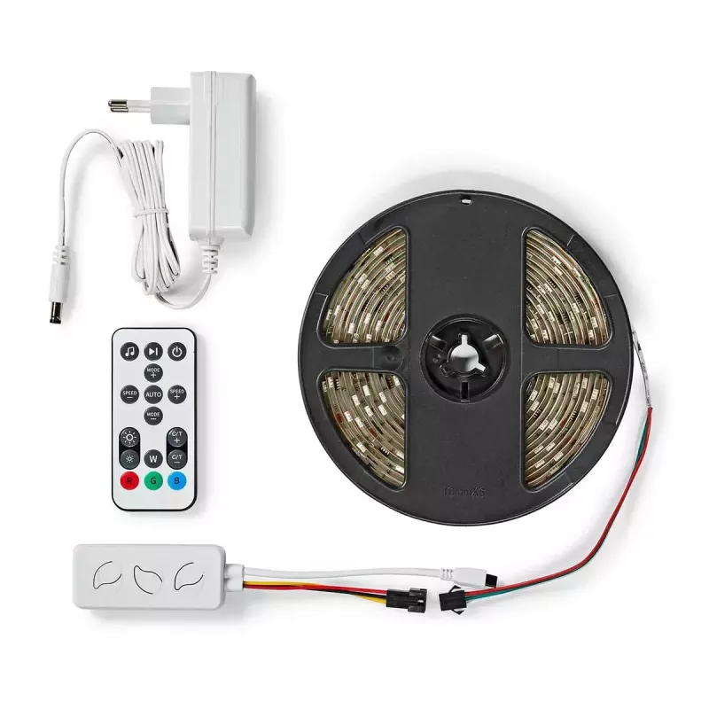 Inteligentny pasek LED Nedis WIFILS51CRGB — Wi‑Fi, RGB, 24 W, kabel 1 m, szerokość 12 mm