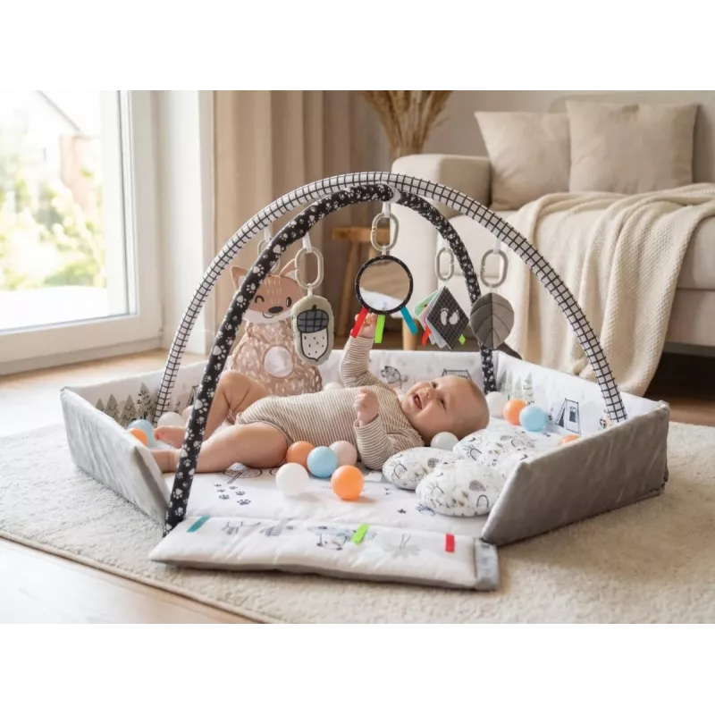 Mata do zabawy dla niemowląt milly mally Baby Mat 5in1 Minky – wielofunkcyjna mata 5w1 dla niemowląt do leżenia na brzuszku, zabawy, odpoczynku, raczkowania i podróży
