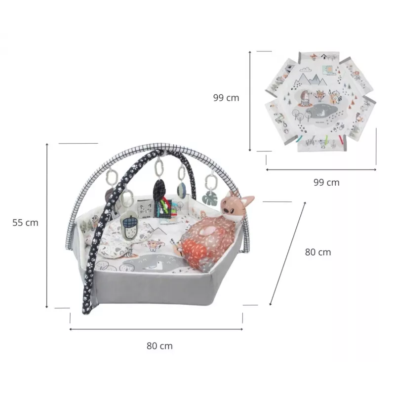 Mata do zabawy dla niemowląt milly mally Baby Mat 5in1 Minky – wielofunkcyjna mata 5w1 dla niemowląt do leżenia na brzuszku, zabawy, odpoczynku, raczkowania i podróży