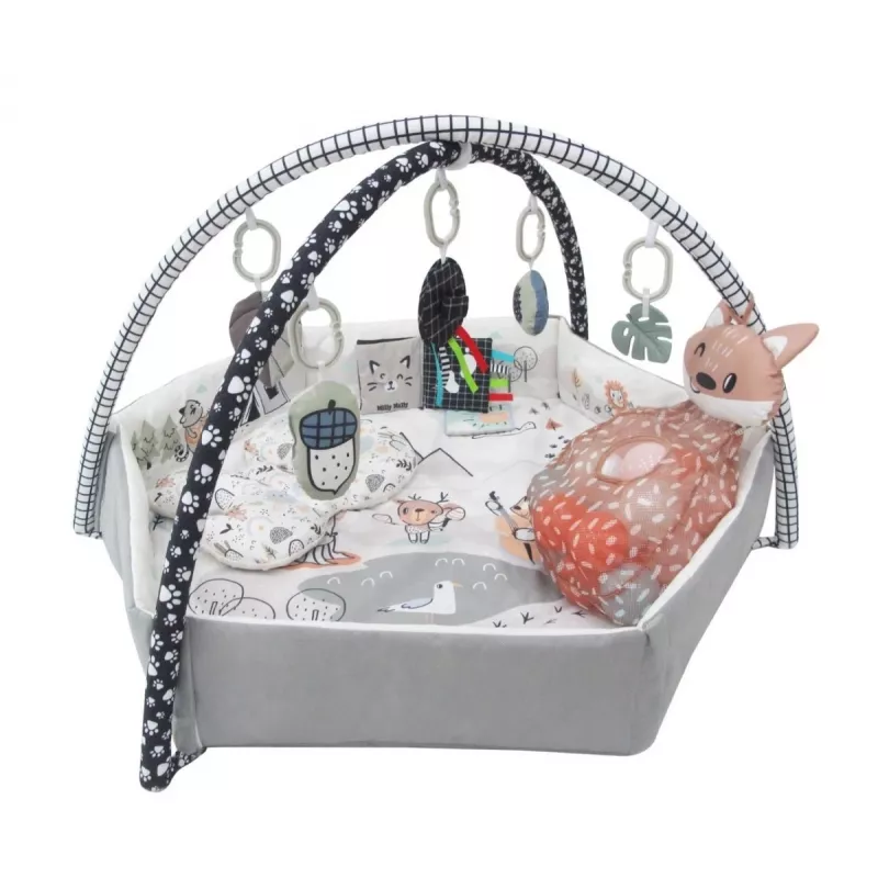 Mata do zabawy dla niemowląt milly mally Baby Mat 5in1 Minky – wielofunkcyjna mata 5w1 dla niemowląt do leżenia na brzuszku, zabawy, odpoczynku, raczkowania i podróży