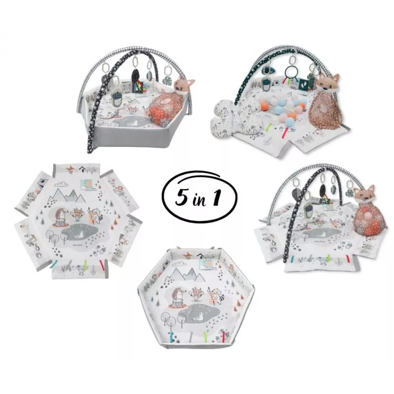 Mata do zabawy dla niemowląt milly mally Baby Mat 5in1 Minky – wielofunkcyjna mata 5w1 dla niemowląt do leżenia na brzuszku, zabawy, odpoczynku, raczkowania i podróży