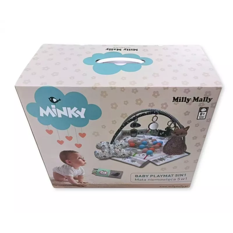 Mata do zabawy dla niemowląt milly mally Baby Mat 5in1 Minky – wielofunkcyjna mata 5w1 dla niemowląt do leżenia na brzuszku, zabawy, odpoczynku, raczkowania i podróży
