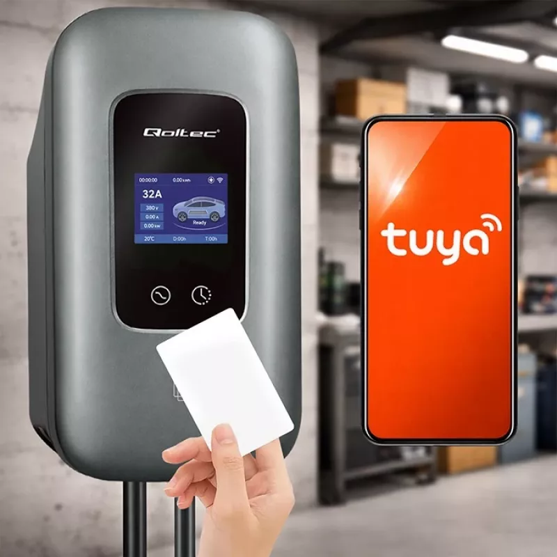 Stacja ładowania EV QOLTEC 3-fazowa 22 kW 32 A z WiFi (model 52723)