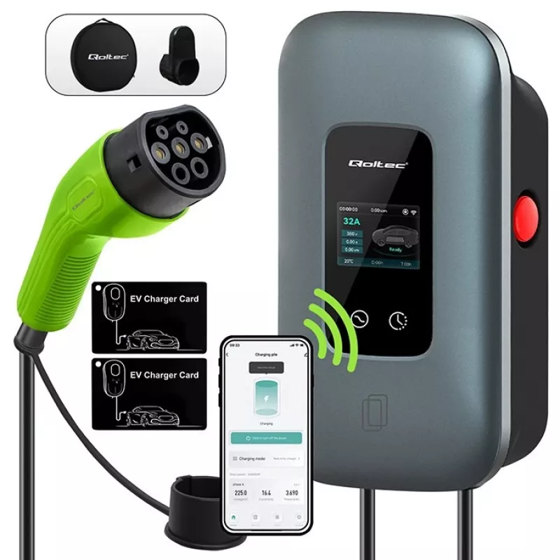 Stacja ładowania EV QOLTEC 3-fazowa 22 kW 32 A z WiFi (model 52723)