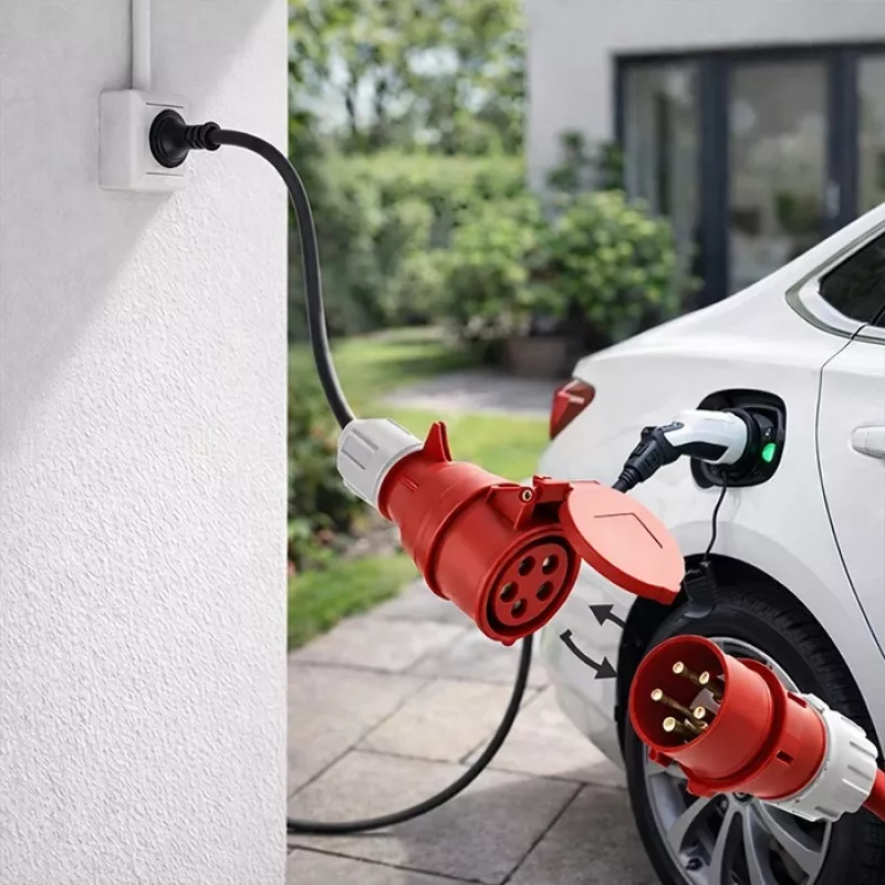 Przejściówka zasilająca QOLTEC CEE 16A 5P 400V na SCHUKO 230V, model 52724