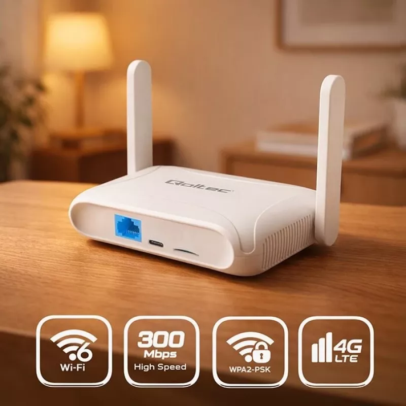 Router QOLTEC 56980 — Router komórkowy 4G LTE z Wi‑Fi 6