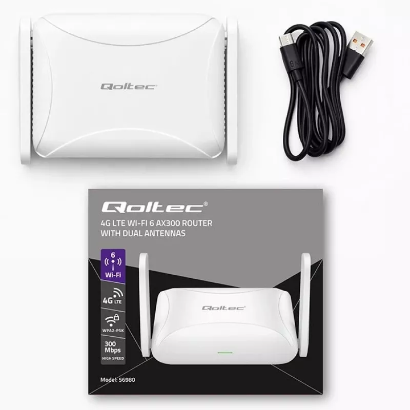 Router QOLTEC 56980 — Router komórkowy 4G LTE z Wi‑Fi 6