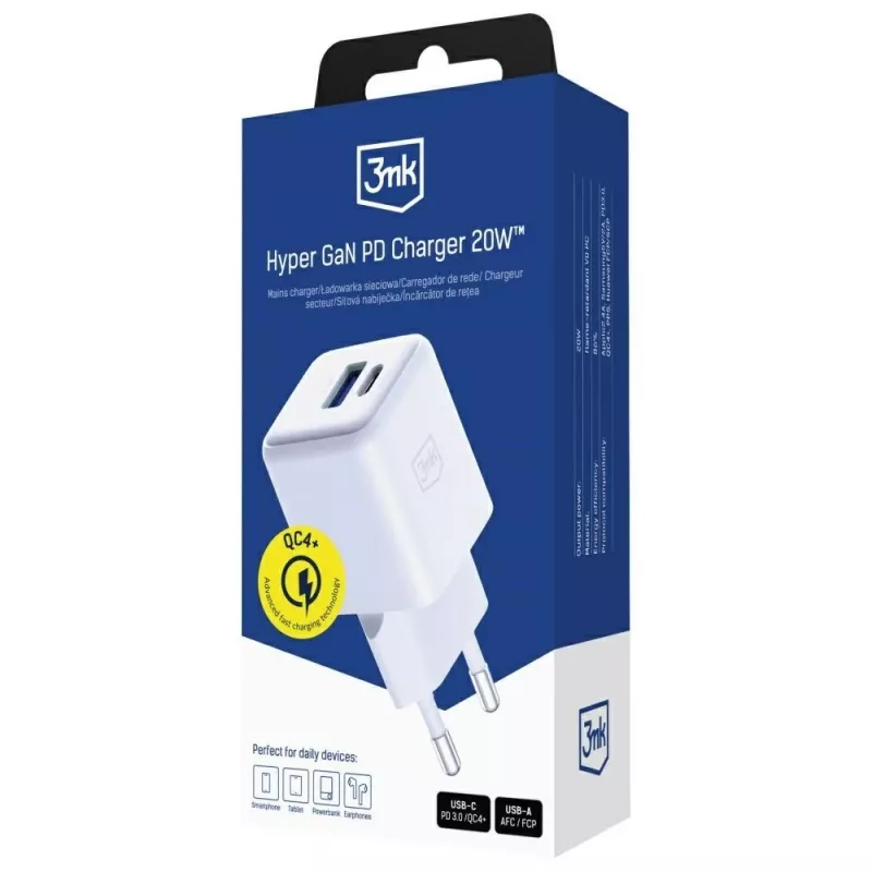 Charger Indoor 3MK Hyper GaN Universal Fast Charging 100-240V