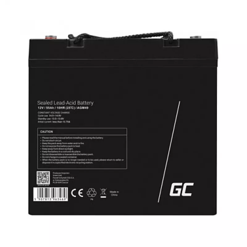 Akumulator AGM zielony Cell AGM49 55 Ah 12 V do zastosowań morskich i rekreacyjnych