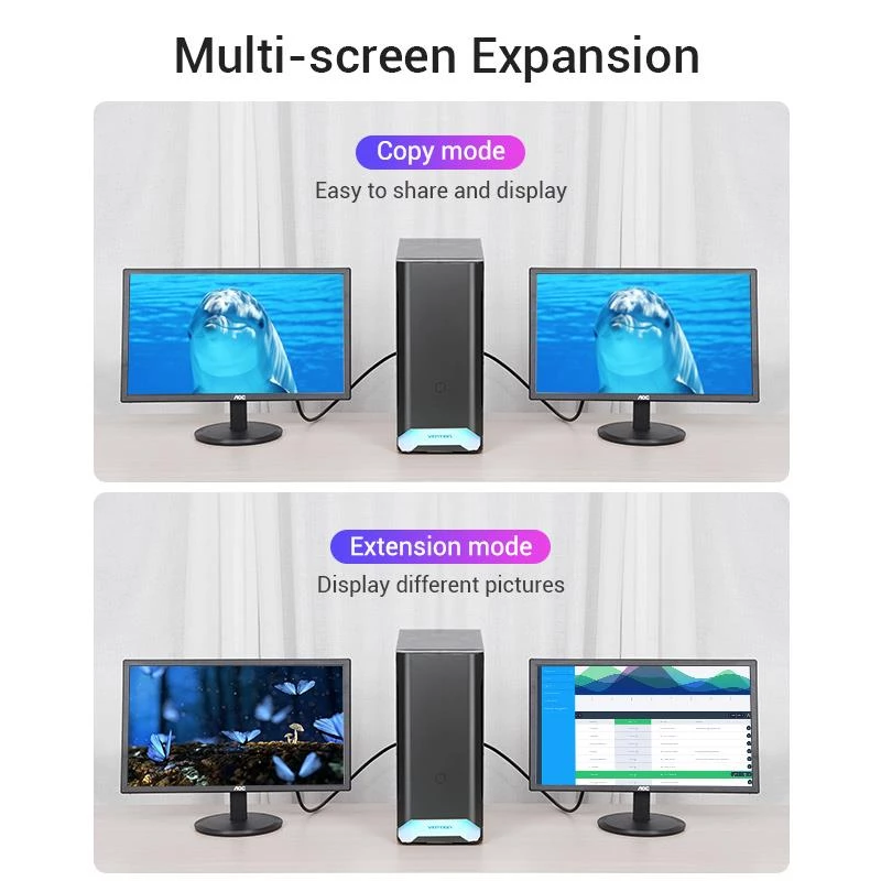 Kabel DP-HDMI 2M/CZARNY Hadbh Vention