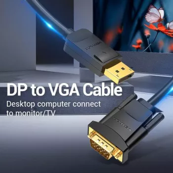 Kabel DP do VGA 2M/CZARNY Hblbh Vention