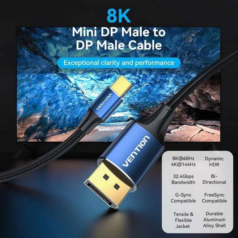 Kabel Mini DP na DP 2M/NIEBIESKI Hcflh Vention
