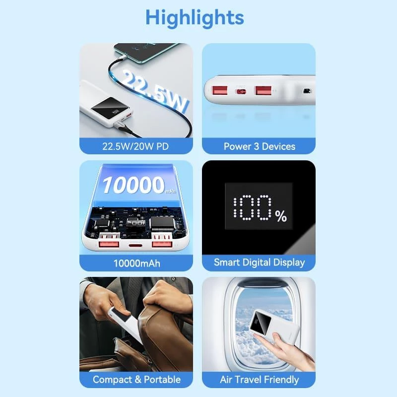 Power Bank USB 10000MAH 22.5W/CZARNY FHKB0 Vention