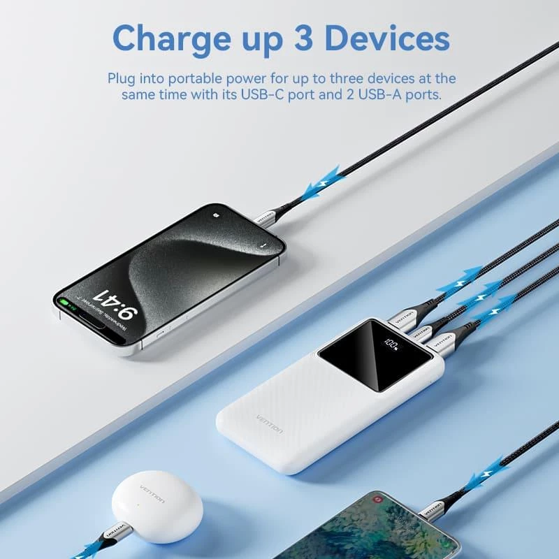 Power Bank USB 10000MAH 22.5W/CZARNY FHKB0 Vention