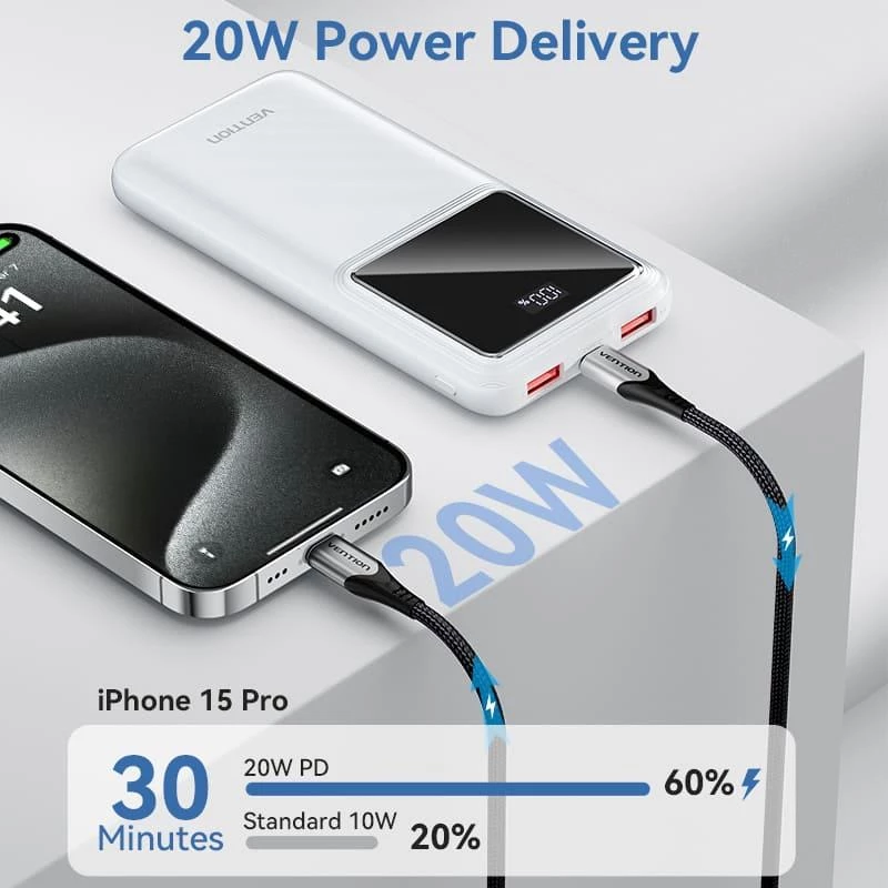 Power Bank USB 10000MAH 22.5W/CZARNY FHKB0 Vention