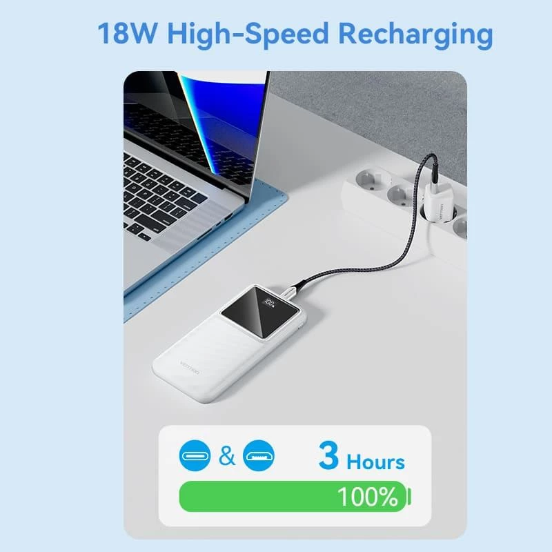 Power Bank USB 10000MAH 22.5W/CZARNY FHKB0 Vention