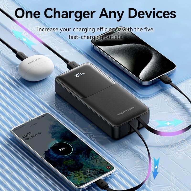 Power bank USB 20000 mAh 22,5 W / czarny FHPB0 Vention