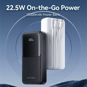 Power bank USB 20000MAH 22.5W/biały FHPW0 Vention