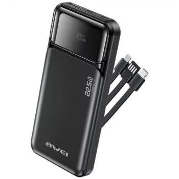 Powerbank Awei PA-91 10000mAh 22,5W PD 2xUSB-C + Kabel Czarny