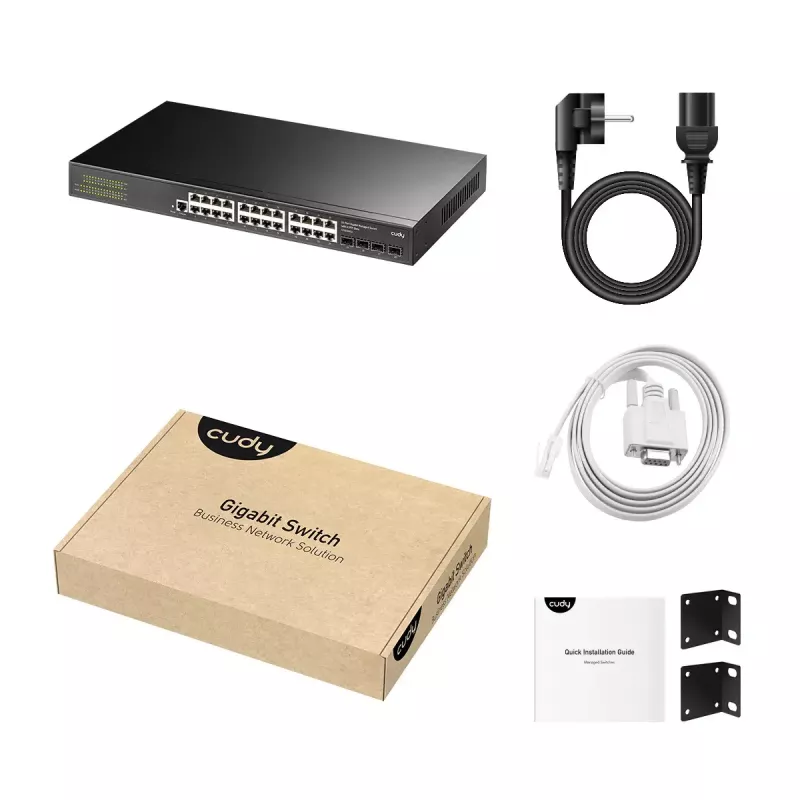 Zarządzalny przełącznik Gigabit Ethernet L2 Cudy GS2008S2 z 8 portami RJ-45 10/100/1000 i 2 SFP, montaż w szafie 1U, czarny
