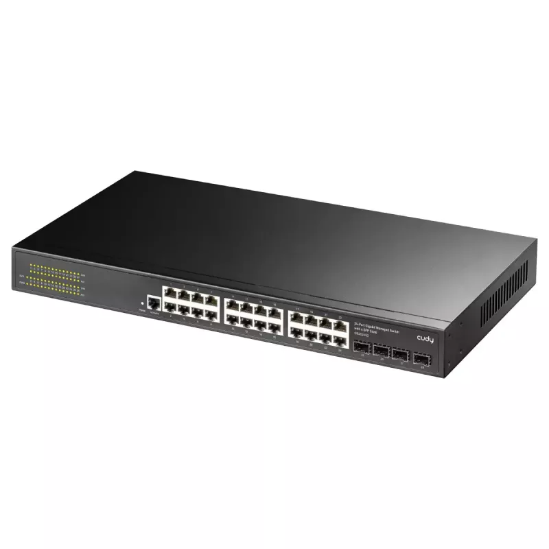Zarządzalny przełącznik Gigabit Ethernet L2 Cudy GS2008S2 z 8 portami RJ-45 10/100/1000 i 2 SFP, montaż w szafie 1U, czarny