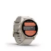 Smartwatch GARMIN Fenix 8 43 mm, 1.3-calowy AMOLED 416×416, ekran dotykowy, Wi‑Fi, GPS, 32 GB, złota koperta, szary skórzany pasek