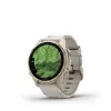 Smartwatch GARMIN Fenix 8 43 mm, 1.3-calowy AMOLED 416×416, ekran dotykowy, Wi‑Fi, GPS, 32 GB, złota koperta, szary skórzany pasek